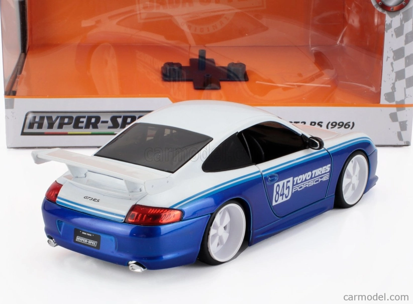 Jada Porsche 911 996 Gt3 Toyo Tires N 845 Racing Coupe 1999 1:24 Bílá Modrá