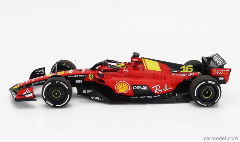 Bbr-models Ferrari F1 Sf-23 Team Scuderia Ferrari N 16 4th Monza Italy Gp 2023 Charles Leclerc 1:18 Červená Černá Žlutá