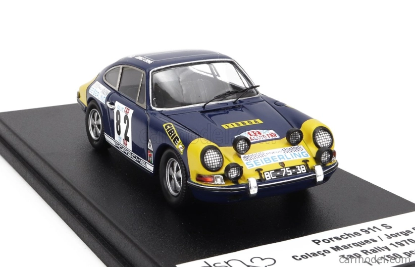 Trofeu Porsche 911s Coupe N 82 Tap Rally 1970 Colaco Marques - Jorge Cirne 1:43 Modrá Žlutá