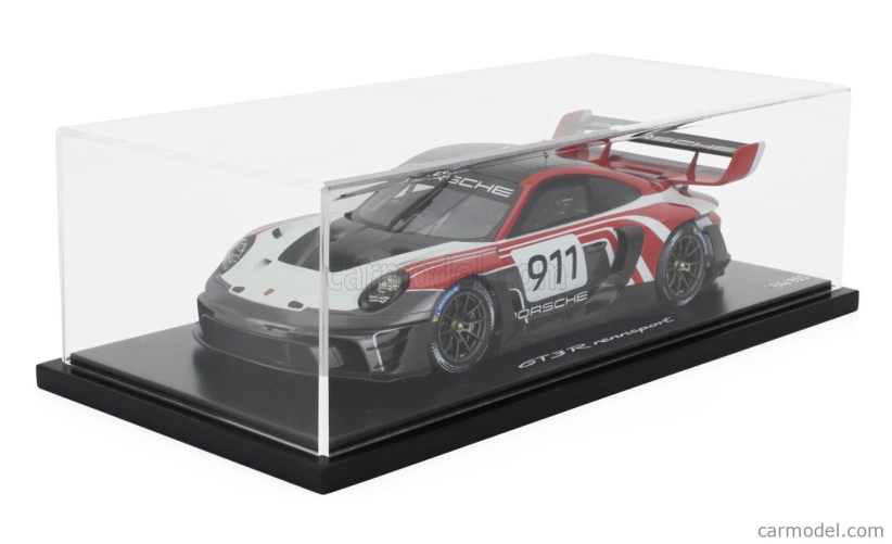 Spark-model Porsche 911 992 Gt3 R N 911 Racing Flacht Design Coupe 2021 - Con Vetrina - S vitrínou 1:18 Bielo-sivo-červená