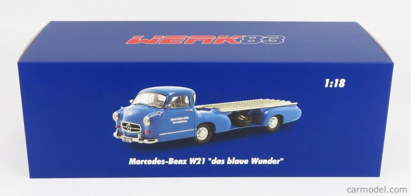 Werk83 Mercedes Benz Truck Racing Car Transporter Rennabteilung 1955 1:18 Modrá