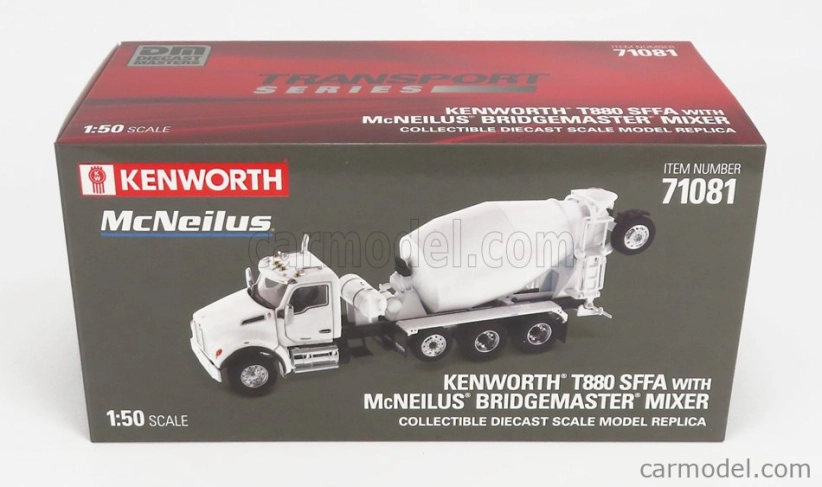 Dm-models Kenworth T880s Betoniera Tanker Cement Mixer Truck 4-assi 1990 1:50 Bílá