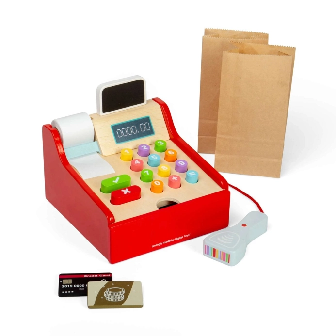 Bigjigs Toys Dětská dřevěná pokladna