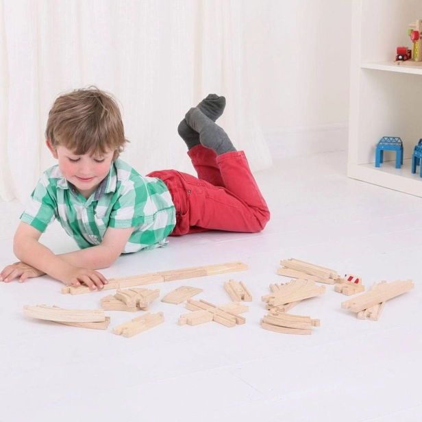 Bigjigs Rail Drevená koľajová súprava 25 dielov