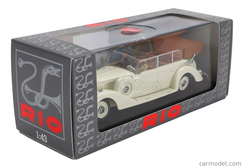 Rio-models Mercedes benz 770k Cabriolet 1938 With Eva Braun And Ss Military Guard Figures 1938 1:43 Bílá