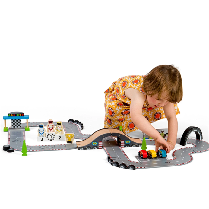 Bigjigs Rail Dřevěná autodráha závodní den - poškozený obal