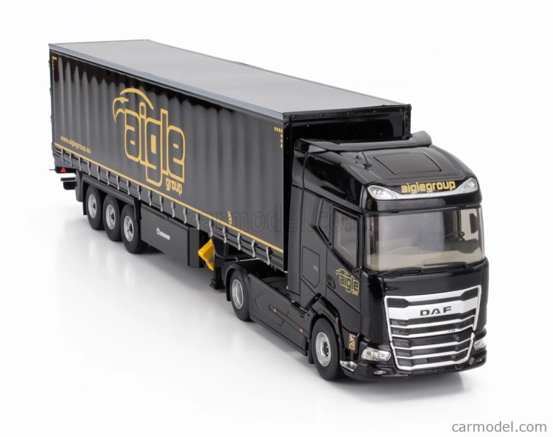 Eligor DAF Xg Truck Cassonato Remorque Tautliner Aigle Group 2022 1:43 Black Yellow