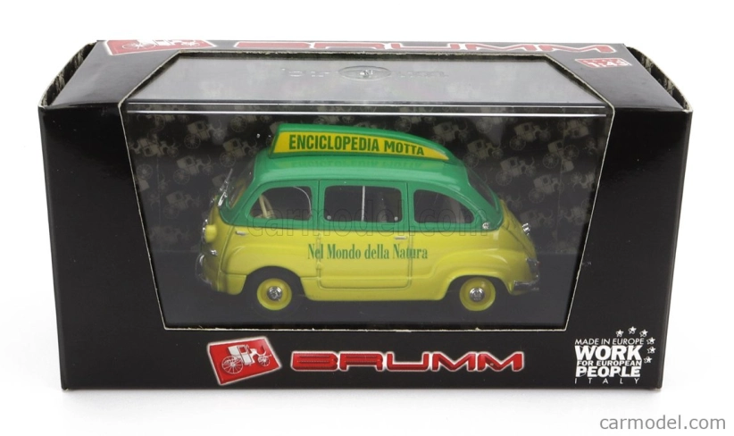 Brumm Fiat 600 Multipla - Enciclopedia Motta 1956 1:43 Žlutá Zelená