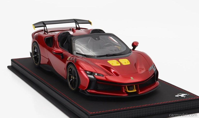 Bbr-models Ferrari Sf90 Xx Stradale Spider 2024 - Con Vetrina - With Showcase 1:18 Rosso Portofino - Červená Se Žlutou
