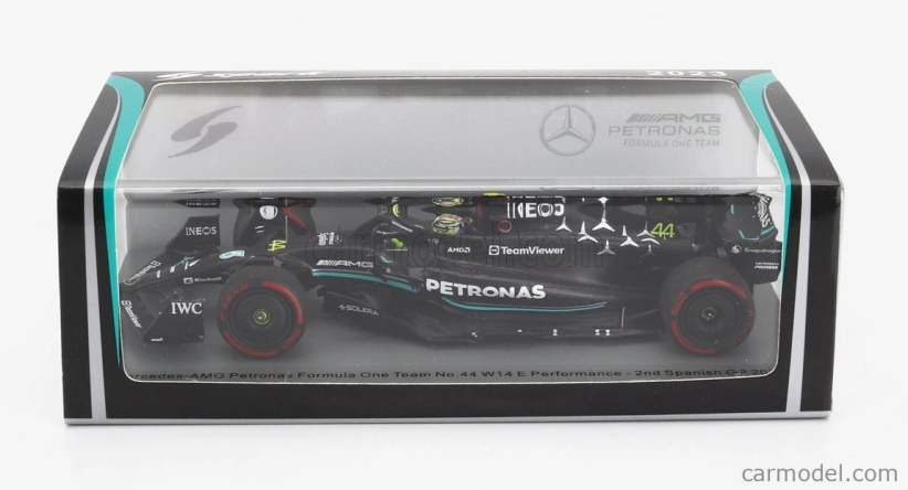 Spark-model Mercedes gp F1 W14 Team Mercedes-amg Petronas Formula One N 44 2nd Spain Gp 2023 Lewis Hamilton 1:43 Matt Black