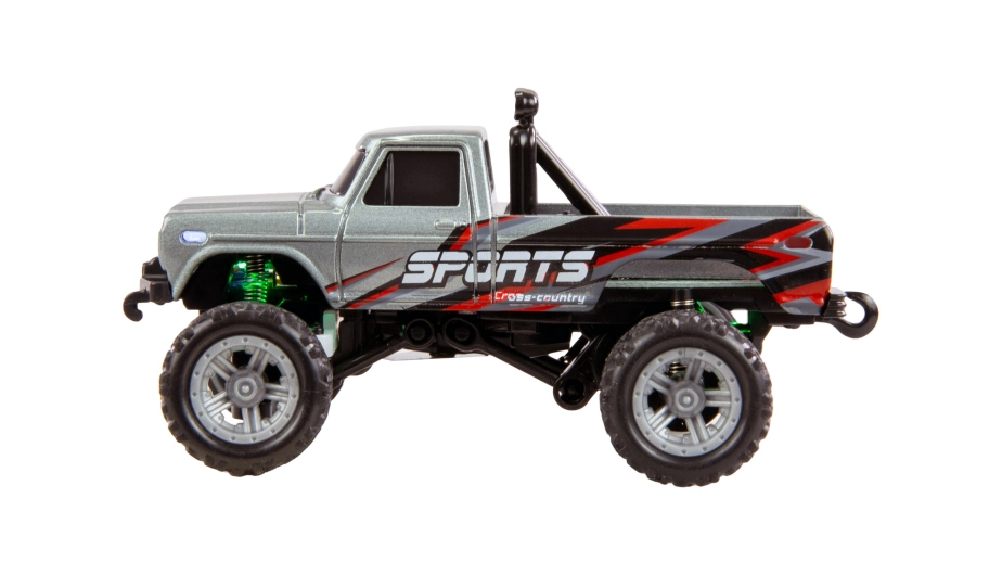 RC Monster Truck kovový 1:64 RTR LED Tempomat 2,4GHz šedý