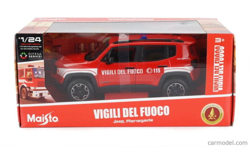 Maisto Jeep Renegade Vigili Del Fuoco 2017 1:24 červená biela