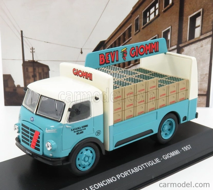Edicola Om fiat Leoncino Truck Portabottiglie Giommi 1957 1:43 Light Blue Cream