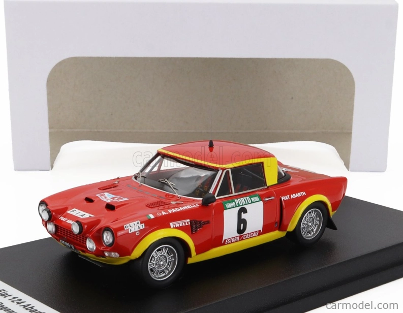 Trofeu Fiat 124 Abarth (night Version) N 6 Rally Portugal 1975 Alcide Paganelli - Nini Russo 1:43 Červená Žlutá
