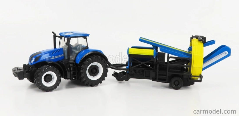 Bburago New holland T7.315 Tractor With Cultivator Trailer 2016 1:50 Blue