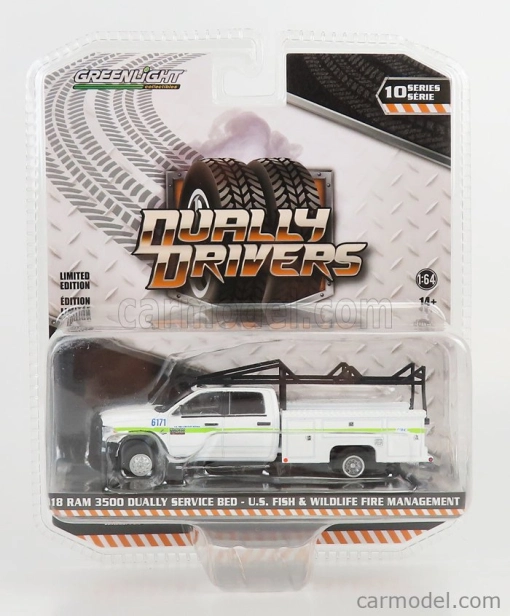 Greenlight Dodge Ram 3500 Double Cabine Pick-up Wildlife Fire Engine 2018 1:64, bílá