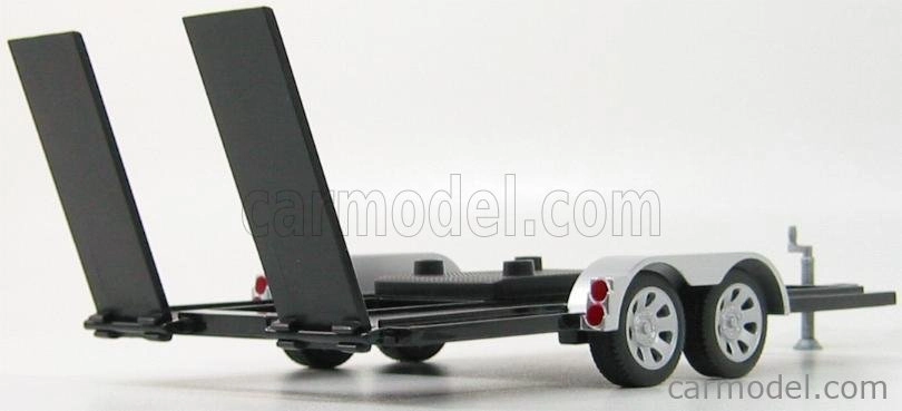 Motor-max Accessories Carrello Trasporto Auto 2-assi - Car Transporter Trailer 1:18 Černá Stříbrná