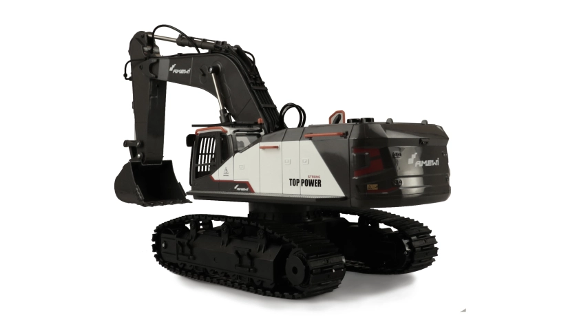 RC pásový profi bagr s kovovou lžící ACV 730, bílá