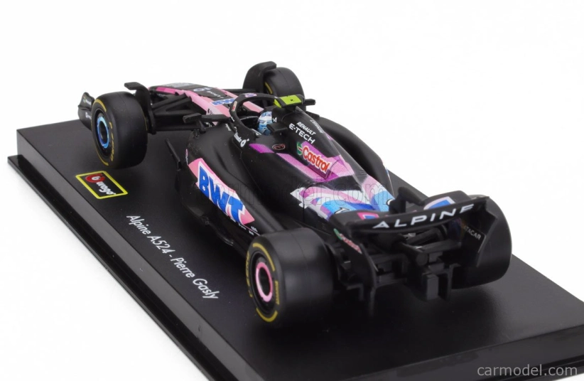 Bburago Alpine F1  A524 Team Bwt Alpine N 10 Season 2024 Pierre Gasly - With Pilot And Showcase 1:43 Černá Modrá Růžová