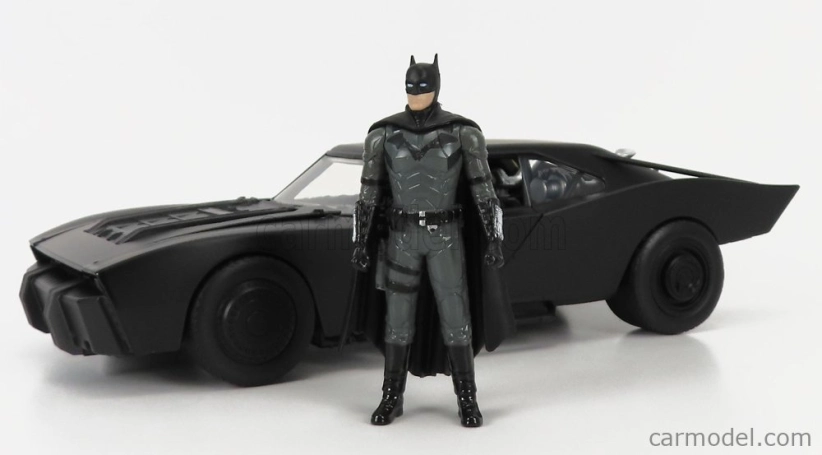 Jada Batman Batmobile With Figure 2022 - The Batman Movie 1:18 Matt Black