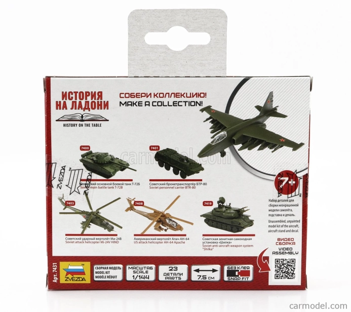 Zvezda Sukhoi Su-25 Frogfoot Airplane Military 1981 1:144 /