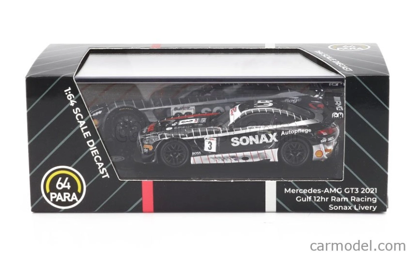 Paragon-models Mercedes benz Amg Gt3 Evo Team Ram Racing N 3 12h Gulf Bahrain 2021 Chris Froggatt - Ian Loggie - Callum Macleod 1:64 Black