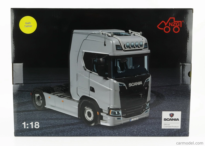 Nzg Scania S730 V8 Tractor Truck 2-assi With Vabis Logo 2017 1:18 Žlutá