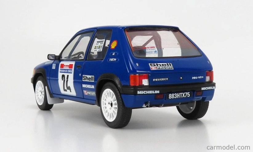 Solido Peugeot 205 N 24 Rally Tour De Corse 1990 R.bourcier - B.frangin 1:18 Modrá
