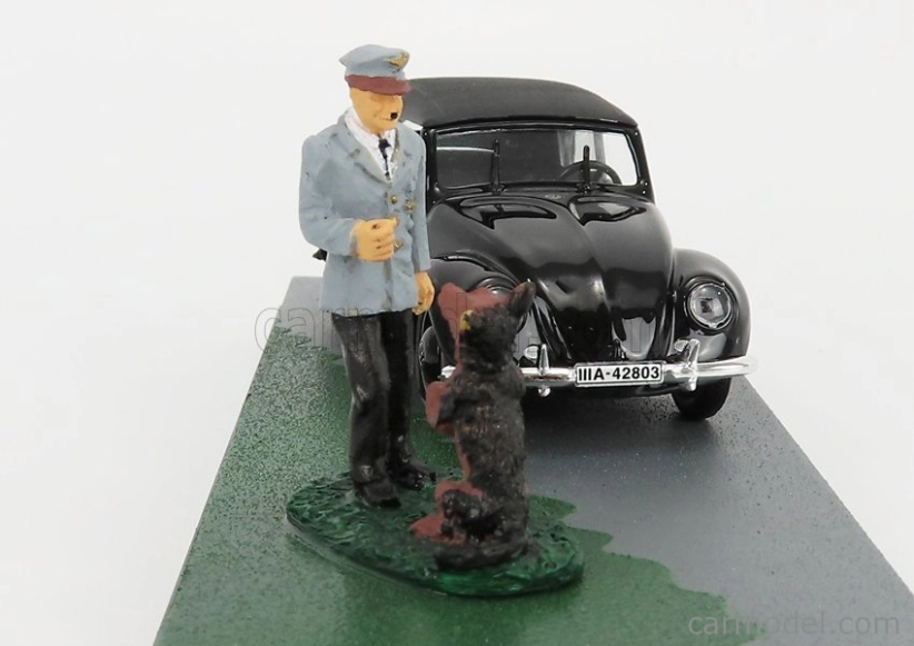 Rio-models Volkswagen Beetle Maggiolino Cabriolet Closed Nido Dell'aquila - Eagle's Nest 1938 - Hitler And Blondie Dog 1:43 Black