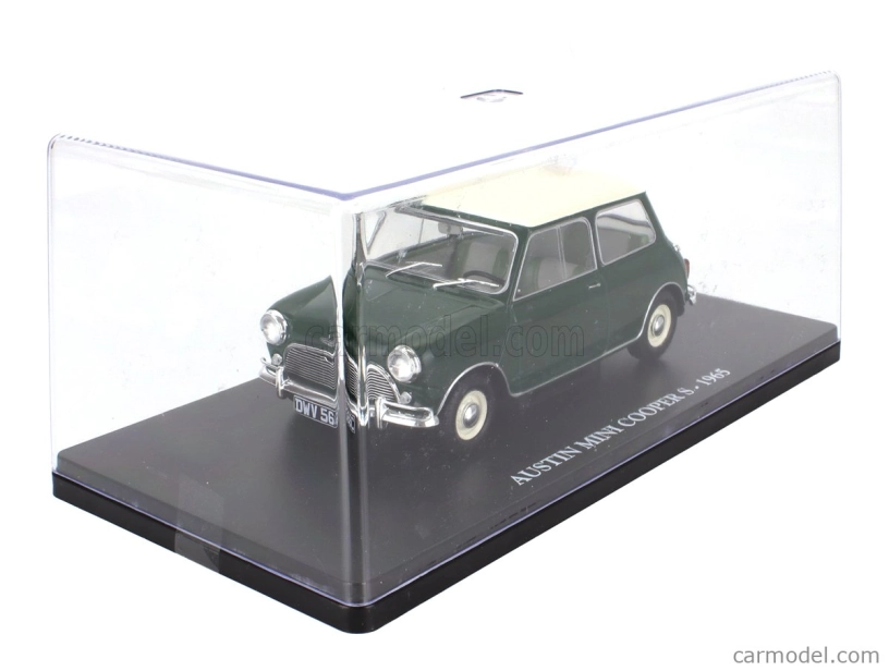 Edicola Austin Mini Cooper S 1965 - Con Vetrina - With Showcase 1:24 Zelená Bílá