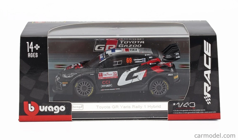 Bburago Toyota Yaris Gr Rally1 Hybrid Team Toyota Gazoo Racing Wrt (night Version) N 69 Rally 2024 Kalle Rovanpera - Jonne Halttunen 1:43 Black