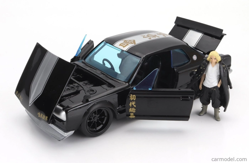 Jada Nissan Skyline Gt-r 1971 s figúrkou Mikeyho - Tokyo Revengers 1:24 Black