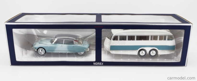 Norev Citroen Ds19 s Roulotte 1960 1:18 modrá biela