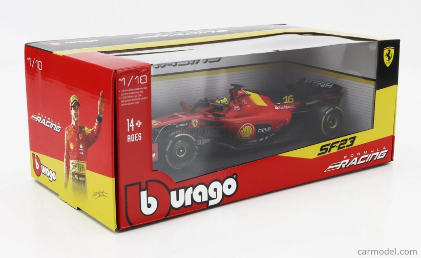 Bburago Ferrari F1  Sf-23 Team Scuderia Ferrari N 16 4th Monza Italy Gp 2023 Charles Leclerc 1:18 Červená Černá Žlutá