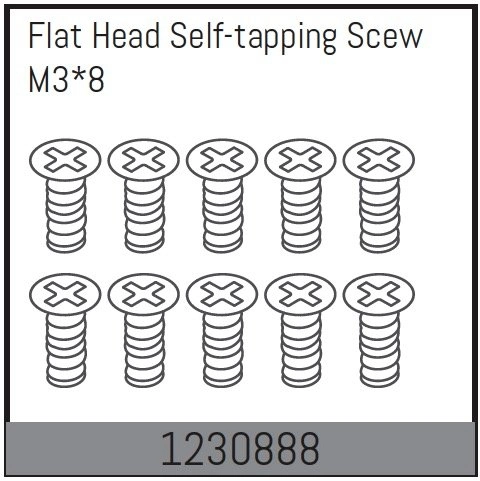 1230888 - M3*8 Flat Head Self-tapping Screw Set (10)