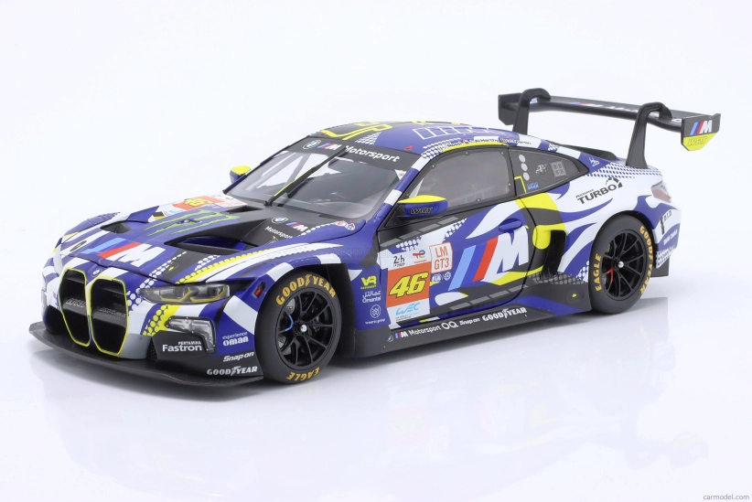 Minichamps BMW 4-series M4 Gt3 Team Wrt N 46 24h Le Mans 2024 Valentino Rossi - Maxime Martin - Ahmad Al Harthy 1:18 Modrá Bílá Černá