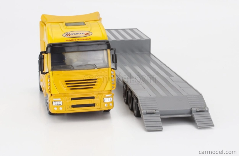 Newray Iveco fiat Stralis 540 Truck Pianale 2009 With New Holland T6.175 Tractor + Trailer 1:43 Žlutá Modrá Černá