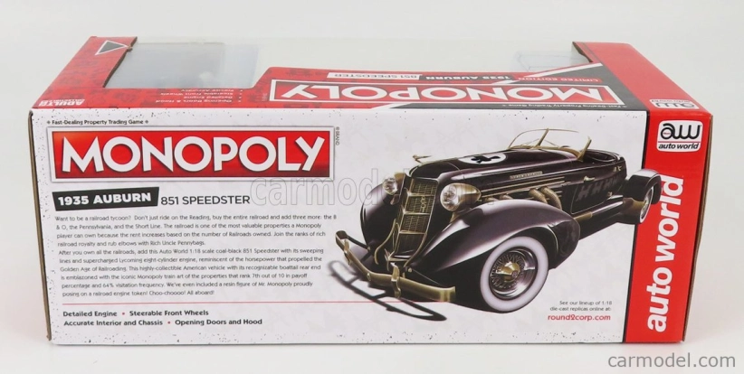 Autoworld Auburn 851 Speedster Open 1935 With Mr. Monopoly Figure 1:18 Černé Zlato