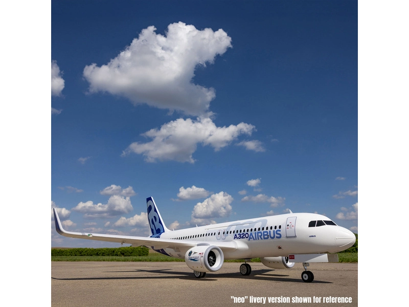 RC letadlo E-flite Airbus A320neo EDF AS3X+ SAFE Select BNF Basic, bílá
