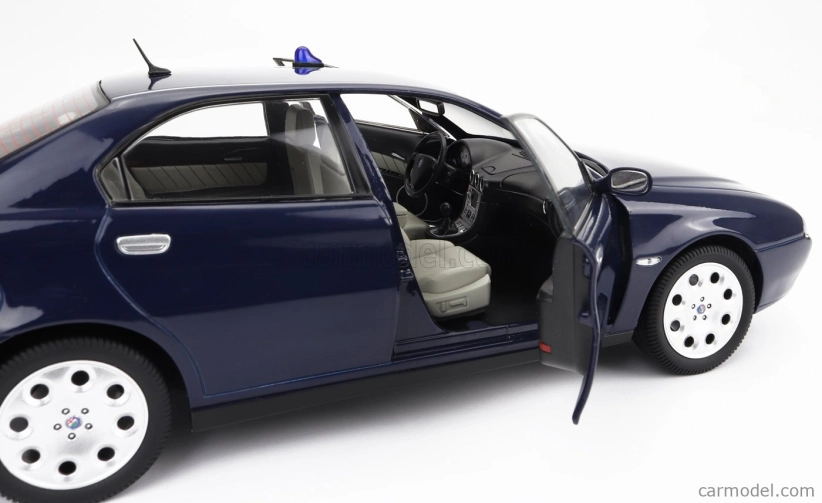 Mitica-diecast Alfa romeo 166 2.0 Twin Spark (with  Decals Comando Carabinieri - Comando Gdf E Civile) 1998 - Police (lampeggiante Applicabile Con Biadesivo - Flashing Light With Double-sided Tape) 1:18 Blue