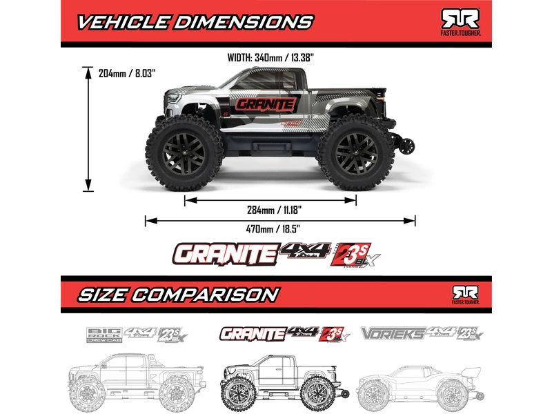 RC auto Arrma Granite 223S BLX 1:10 4WD RTR DSC, ocelová