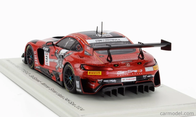 Spark-model Mercedes benz Amg Gt3 Evo 6.2l V8 Team Getspeed N 3 Winner Silver Class 24h Spa 2024 Yannik Mettler - James Kell - Anthony Bartone - Aaron Walker 1:43 Červená Černá