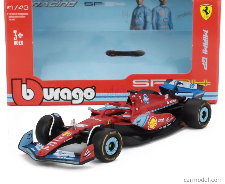 Bburago Ferrari F1 Sf-24 Team Scuderia Ferrari N 16 3rd Miami Gp 2024 Charles Leclerc 1:43 Červená Černá Světle Modrá
