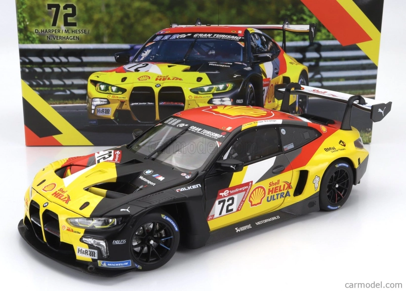 Minichamps BMW radu 4 M4 Gt3 Team Bmw Junior N 72 24h Nurburgring 2023 Dan Harper - Max Hesse - Neil Verhagen 1:18 čierna žltá červená