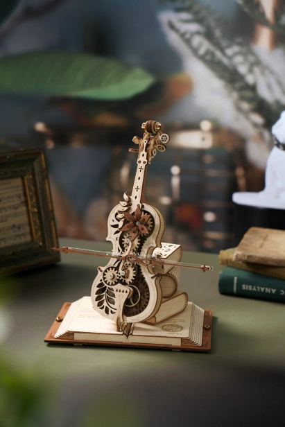 RoboTime 3D dřevěné mechanické puzzle Kouzelné violoncello - poškozený obal