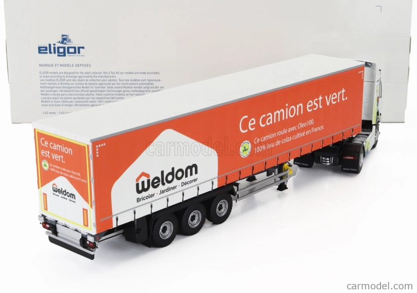 Eligor Renault T-line Truck Telonato Weldom Transports 2023 1:43 Biela Oranžová