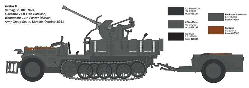 Italeri Truck Sd.kfz. 10/4 With Flak 30 And Crew Military 1945 1:35 /
