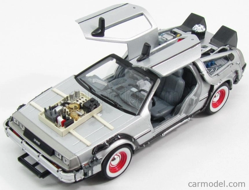 Welly De lorean Set 3 X Time Machine - Back To The Future 1 - 2 - 3 - Ritorno Al Futuro 1 - 2 - 3 1:24 Silver
