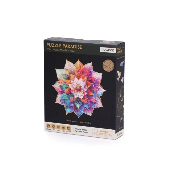RoboTime Dřevěné puzzle Květinová mandala - poškozený obal