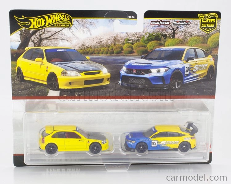 Mattel hot wheels Honda Set 2x 1999 Civic Type R (ek9) & Honda Civic Type-r 1:64 Žlutá Modrá